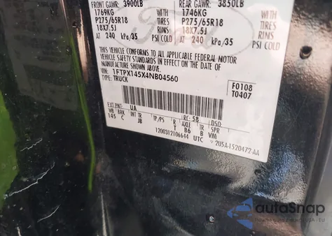 2004 Ford F-150 Fx4/Lariat/Xl/Xlt from USA, damaged, VIN 1FTPX145X4NB04560